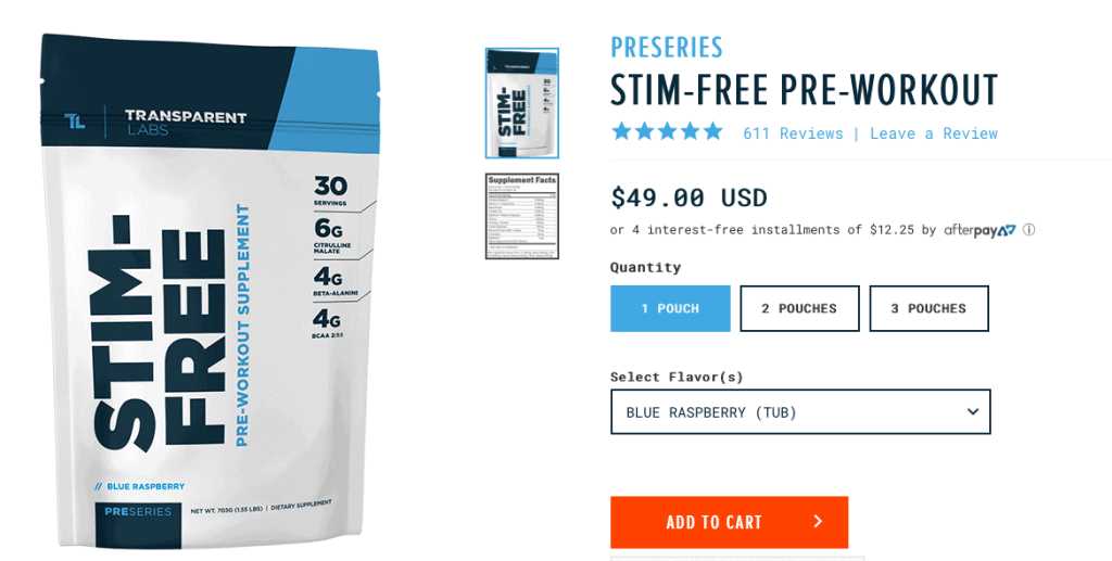 Transparent Labs PreSeries STIM-FREE Product