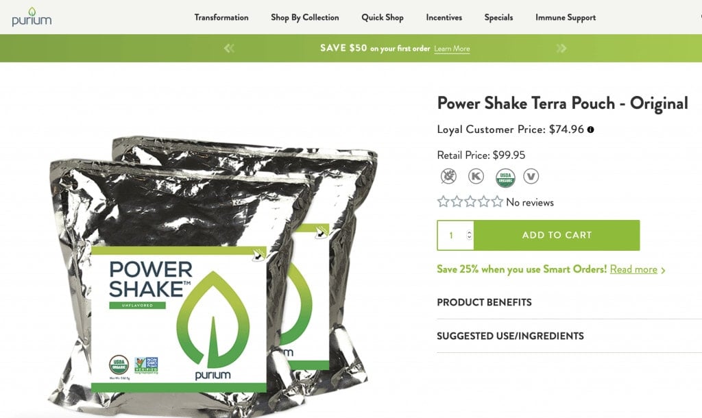 Purium Power Shake Terra Pouch Website
