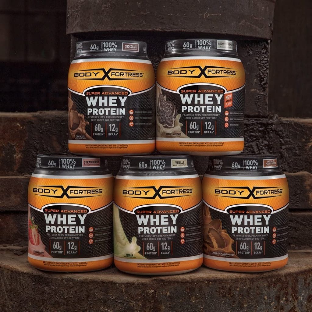 Body Fortress Super Advanced Whey Protein strawberry flavors