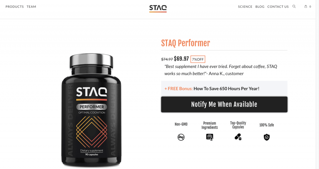 Staq Performer website