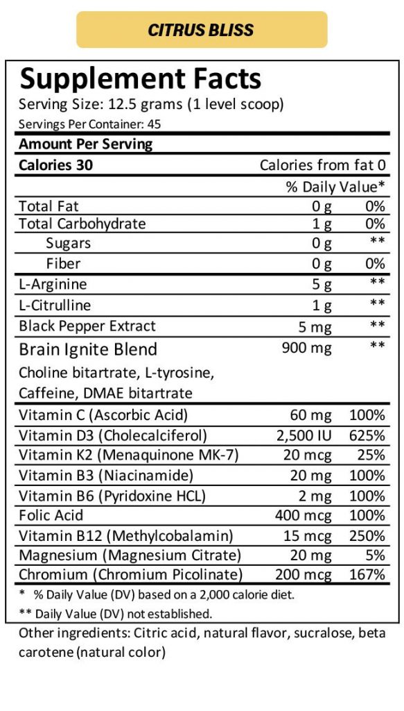 MTN OPS Ignite Ingredients