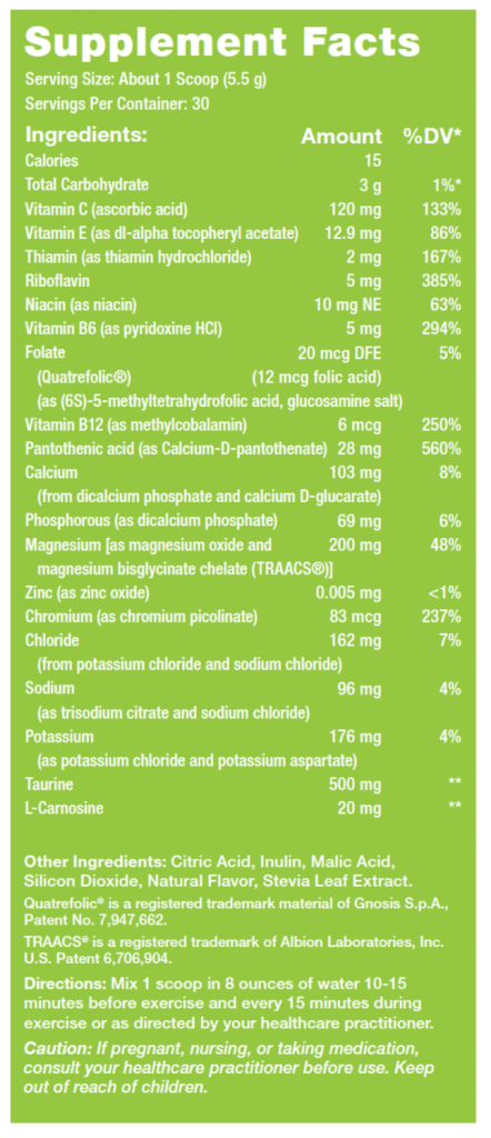 Celarity Electrolyte + Supplement Facts