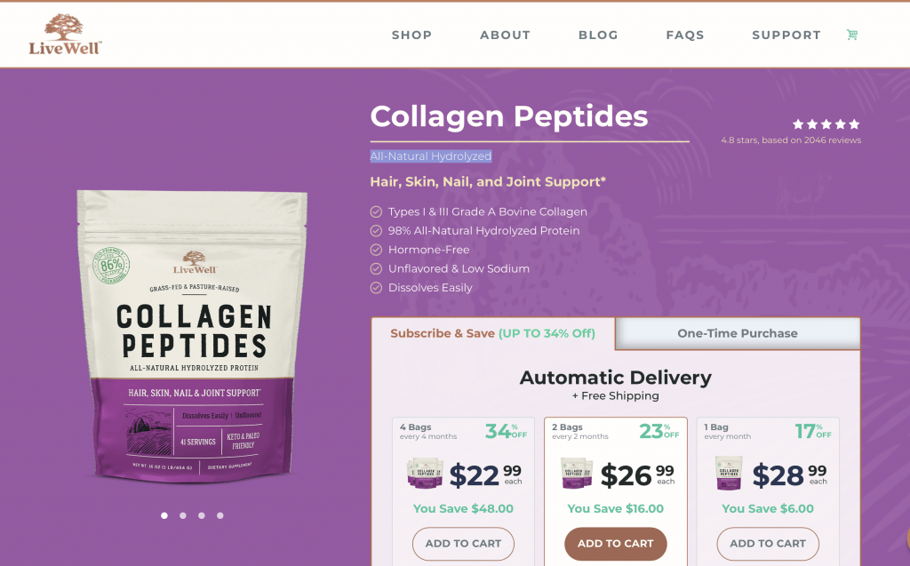 LiveWell Collagen Website