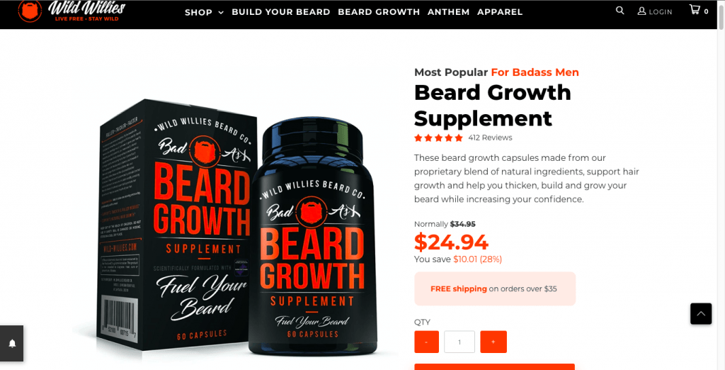 Wild Willies Beard Growth Supplement Website