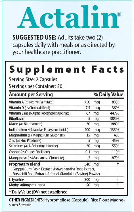 Medix Select Actalin Supplement Facts