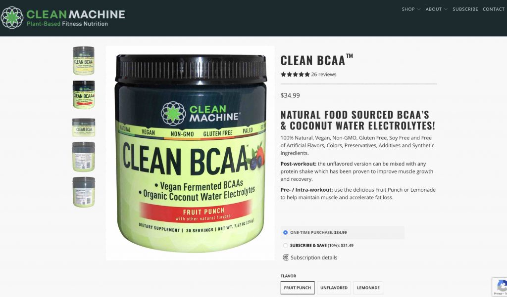 Clean Machine Clean BCAA Website