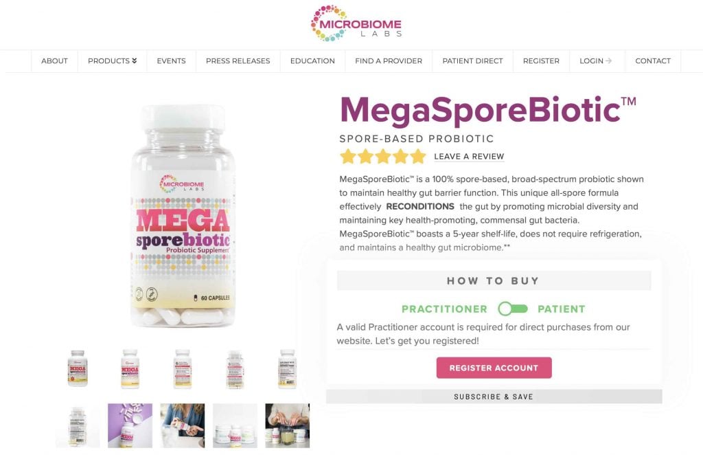 Microbiome Labs MegaSporeBiotic Website