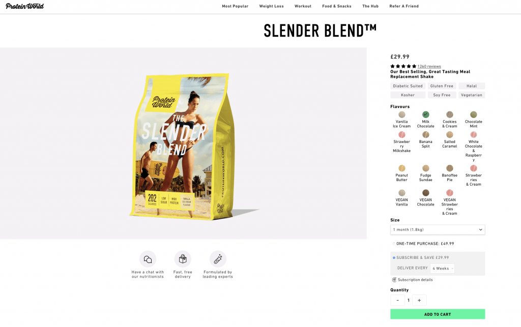 Protein World Slender Blend Website