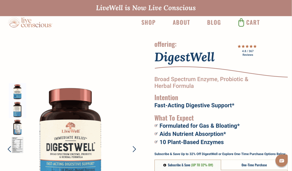 DigestWell Live Conscious Website