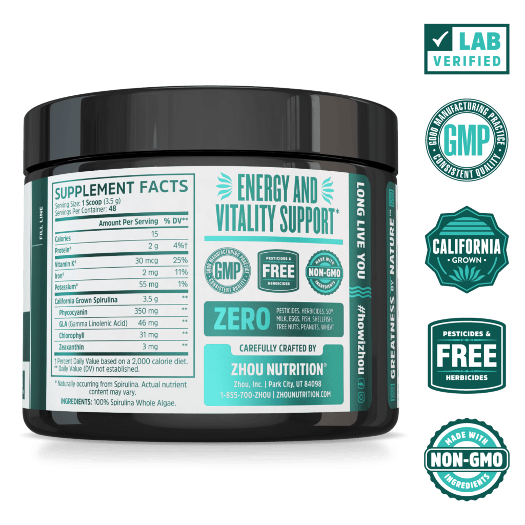 Zhou Nutrition Spirulina Powder Supplement Facts