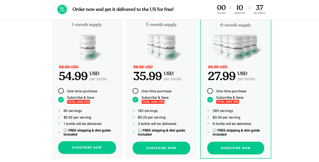 ColonBroom Pricing