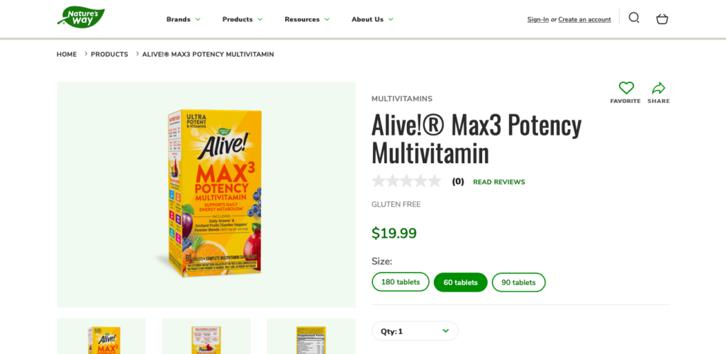 Alive Max Potency - Purchase in Nature's Way website