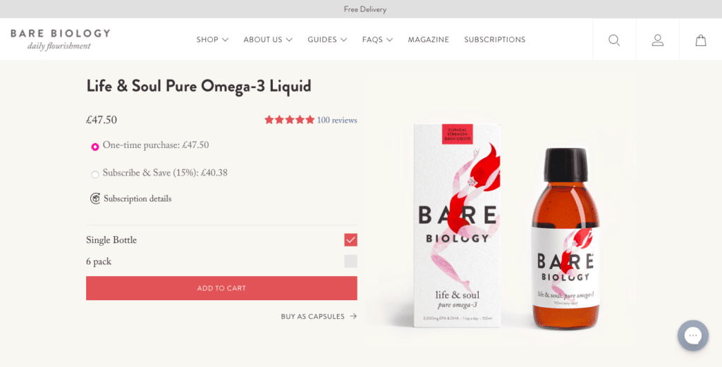 Bare Biology Life & Soul Omega 3 Liquid Website