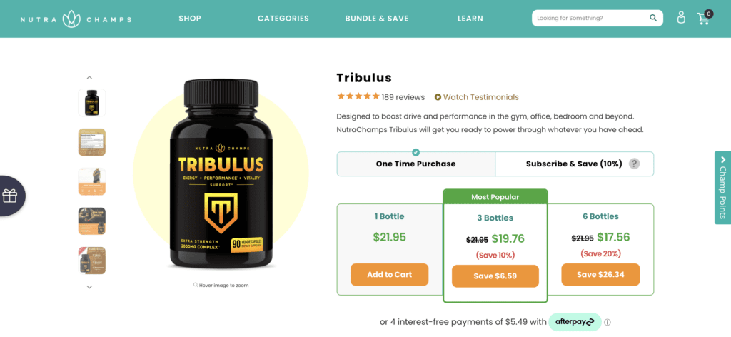 NutraChamps Tribulus Website