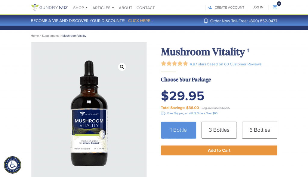 gundry md mushroom vitality website