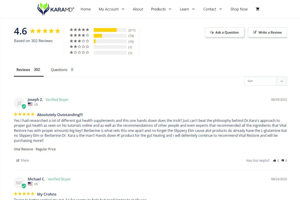 vital restore customer reviews