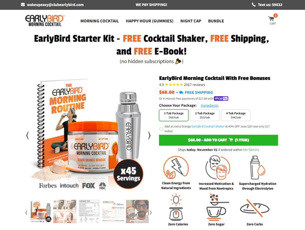 EarlyBird Morning Cocktail Website