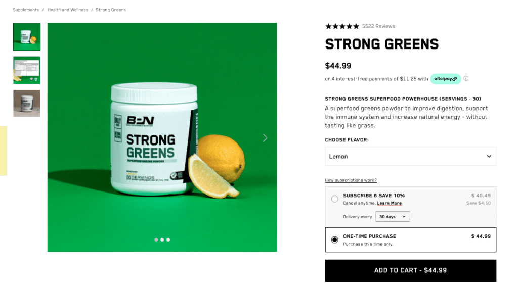 bpn strong greens website
