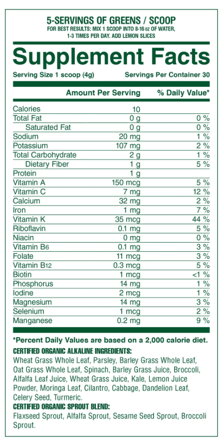 alkamind greens ingredient