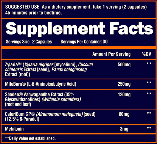Night Burn Supplement Facts