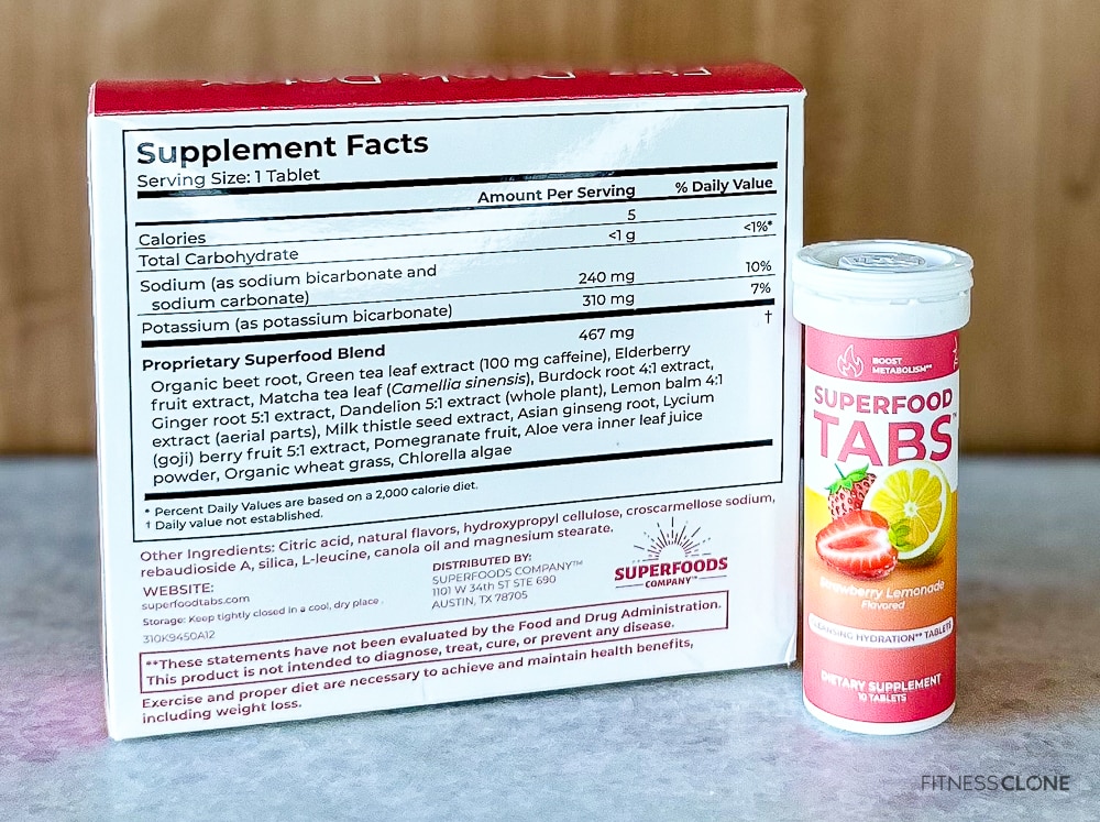 Skinnytabs Superfood Tabs Supplement Facts