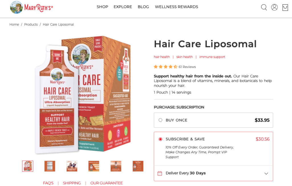 Mary Ruthโs Hair Care Liposomal Website