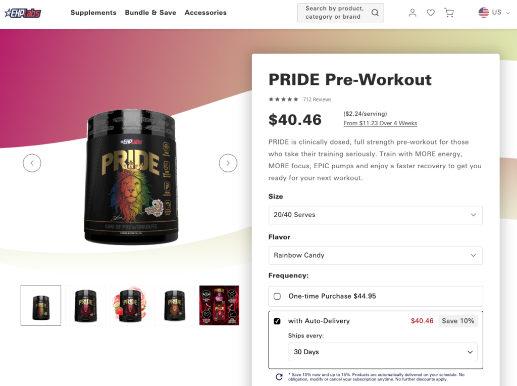 Pride Pre-Workout Website