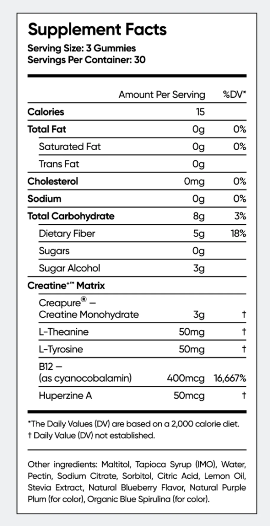Bear Balanced Creatine Gummies Supplement Facts