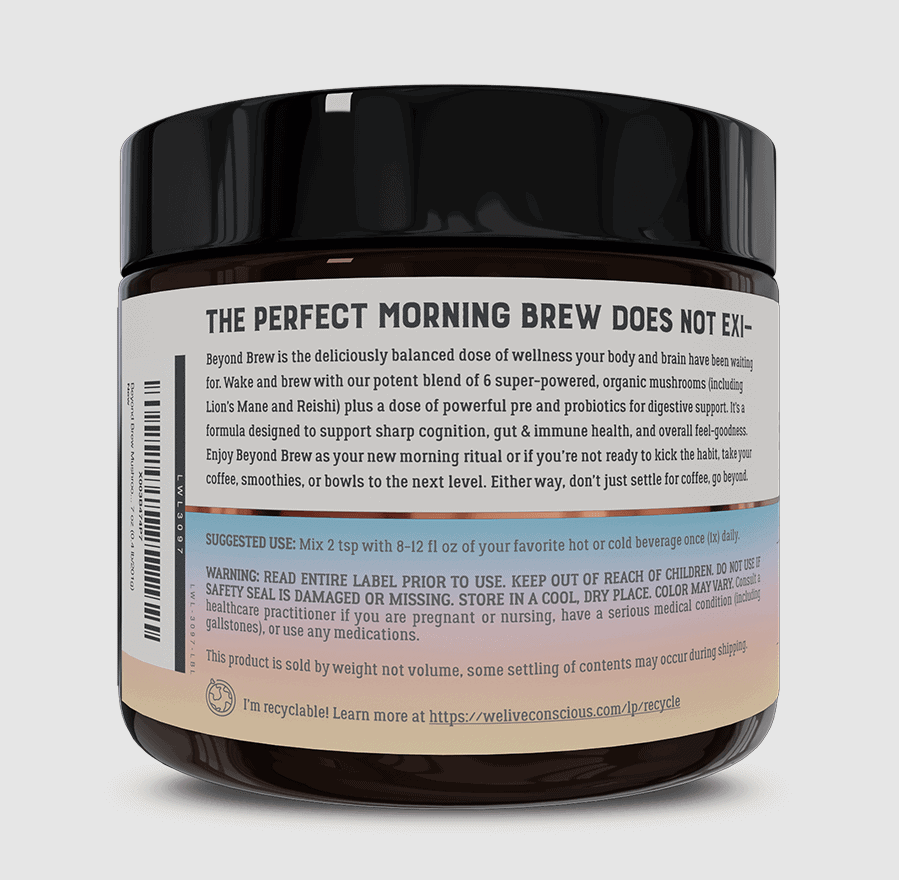 Beyond Brew Mushroom Coffee Label