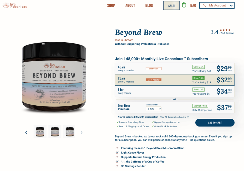 Beyond Brew Mushroom Coffee Website