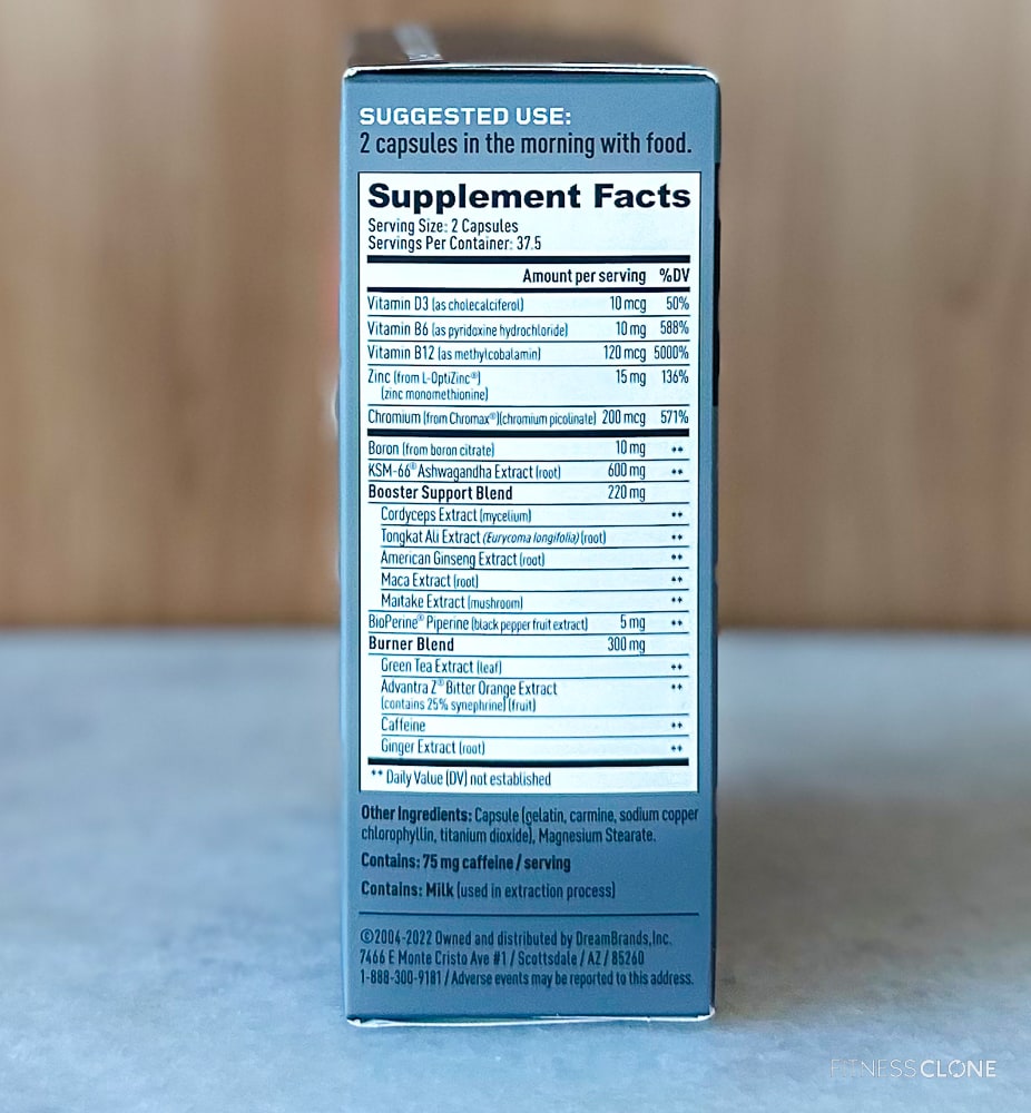 Mdrive Boost and Burn Supplement Facts