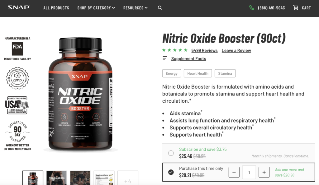 Snap Nitric Oxide Booster Website