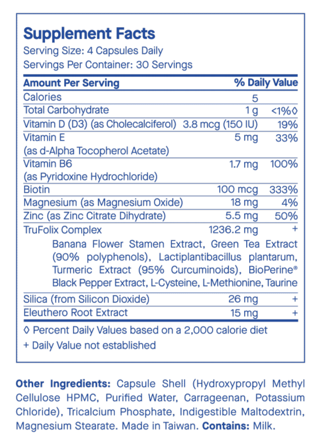 b40 trufolix supplement facts
